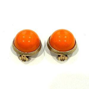Vintage Orange and gold Clip-On Earrings